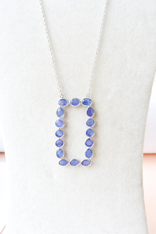 Tanzanite Cluster Necklace in 925 Silver | Multi-Stone Pendant
