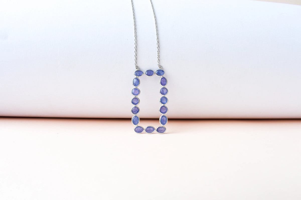 Tanzanite Cluster Necklace in 925 Silver | Multi-Stone Pendant