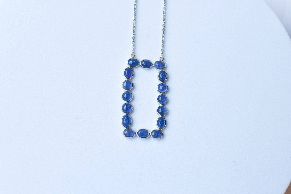 Tanzanite Cluster Necklace in 925 Silver | Multi-Stone Pendant
