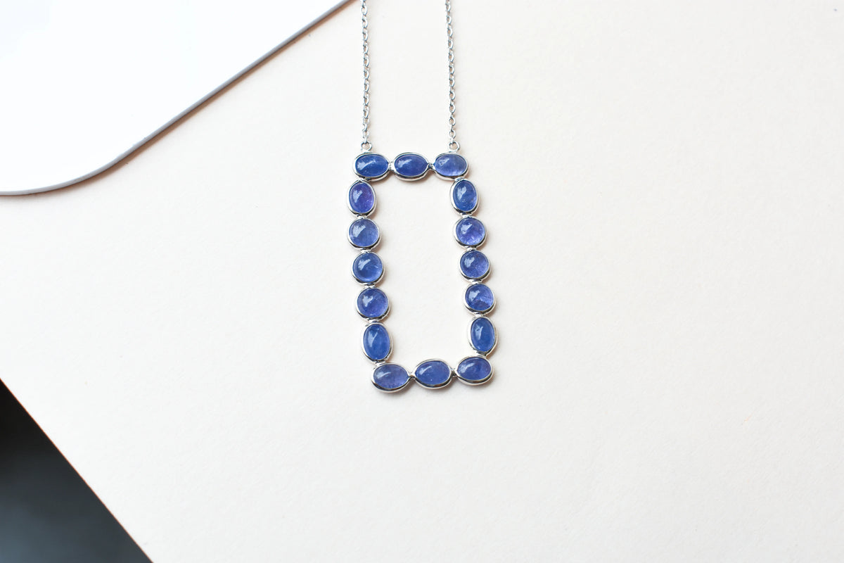Tanzanite Cluster Necklace in 925 Silver | Multi-Stone Pendant