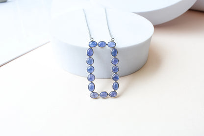 Tanzanite Cluster Necklace in 925 Silver | Multi-Stone Pendant