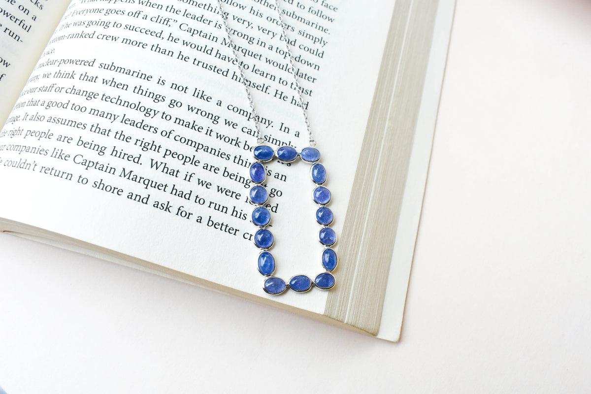 Tanzanite Cluster Necklace in 925 Silver | Multi-Stone Pendant