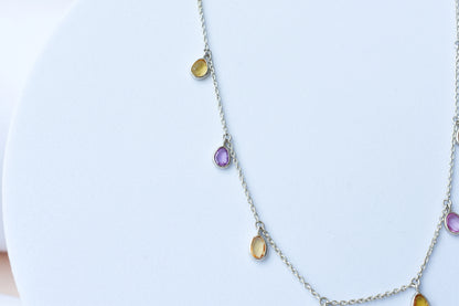 Multi Sapphire Necklace in Silver | Station Design