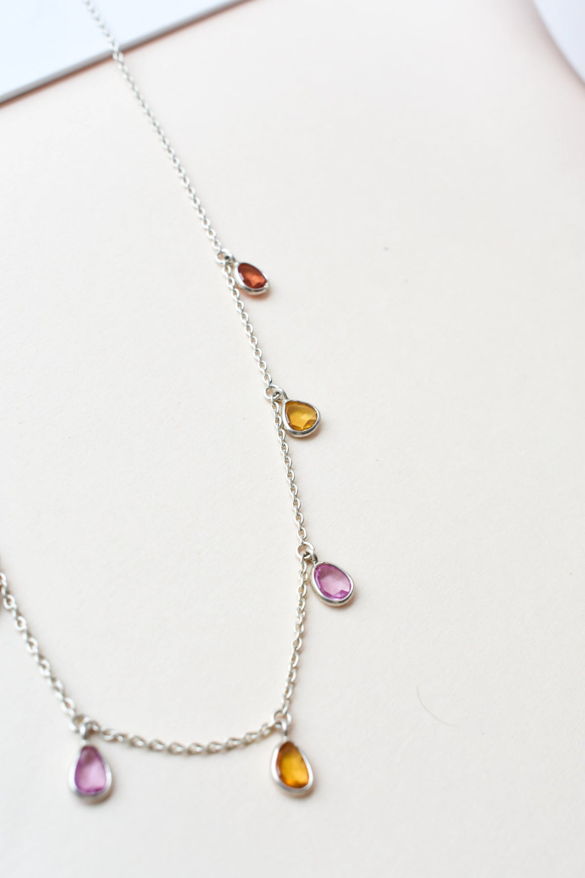 Multi Sapphire Necklace in Silver | Station Design