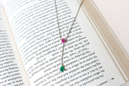 Ruby and Emerald Necklace in Silver | Toi et Moi Design