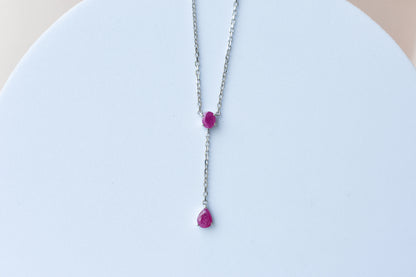 Ruby Station Necklace in Silver | Two Stone Design