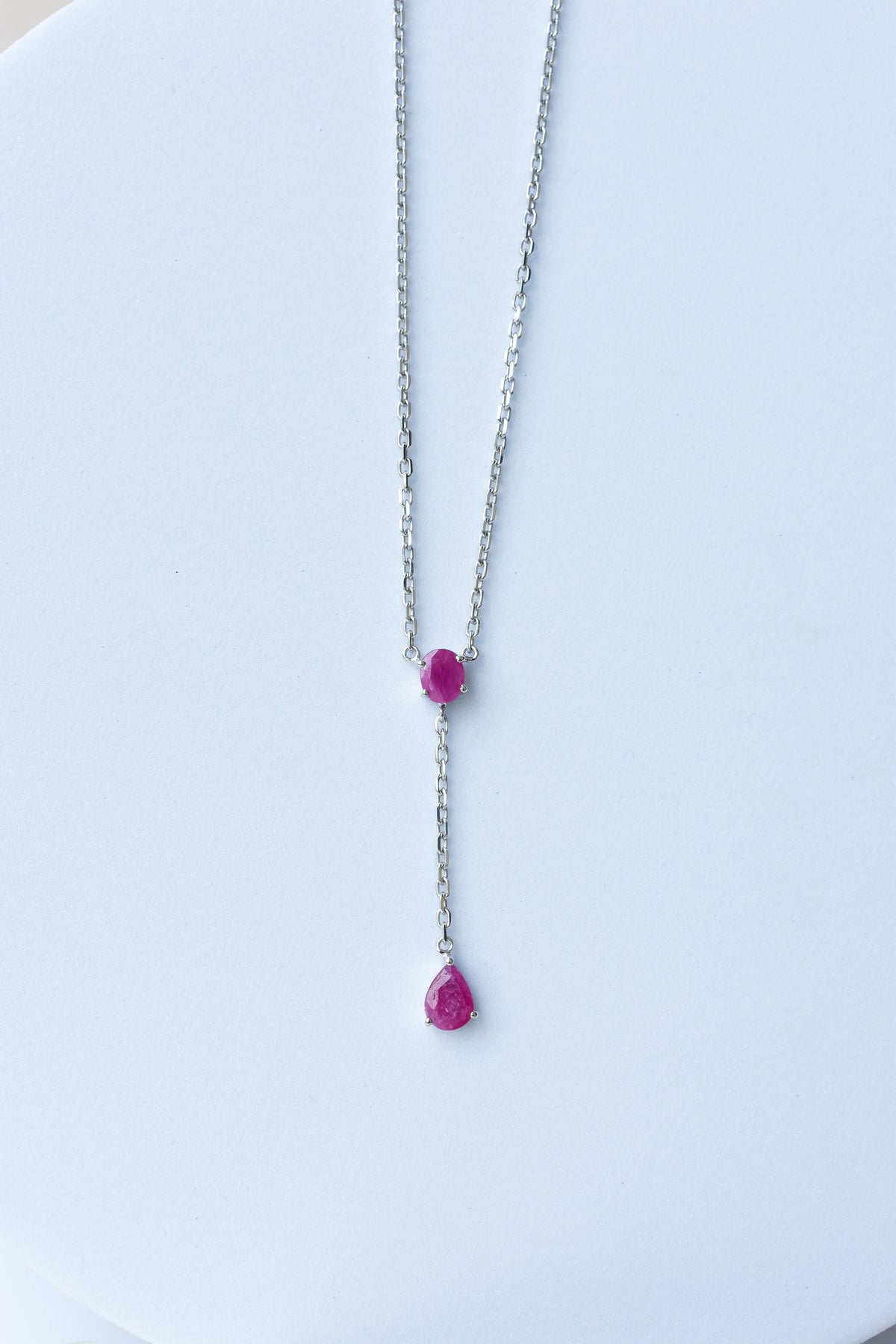Ruby Station Necklace in Silver | Two Stone Design