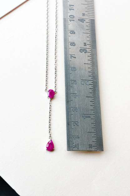 Ruby Station Necklace in Silver | Two Stone Design