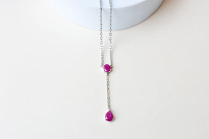Ruby Station Necklace in Silver | Two Stone Design
