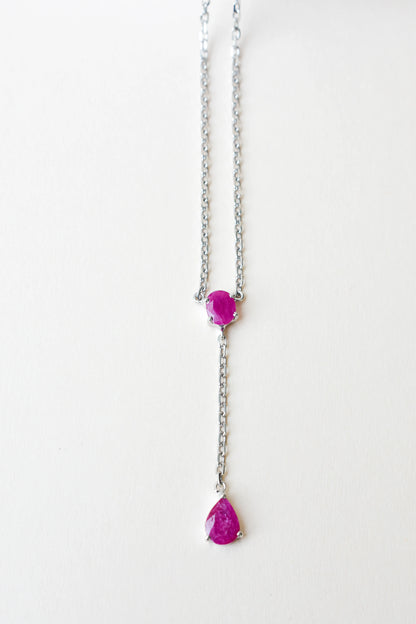 Ruby Station Necklace in Silver | Two Stone Design