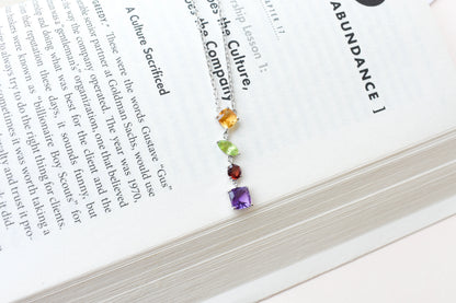 Multi Gemstone Necklace in Silver | Graduated Chain