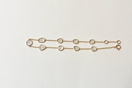 18K gold bracelet with uncut polki diamond slices set by the yard