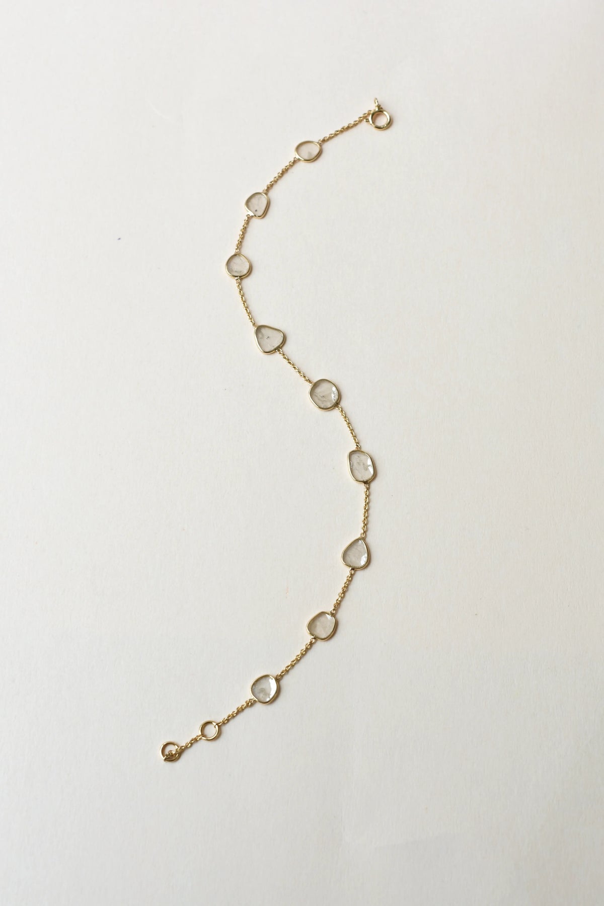 18K gold bracelet with uncut polki diamond slices set by the yard