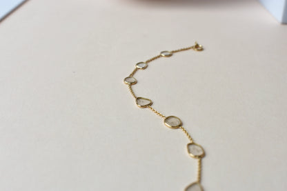 18K gold bracelet with uncut polki diamond slices set by the yard