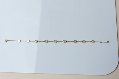 18K gold bracelet with uncut polki diamond slices set by the yard