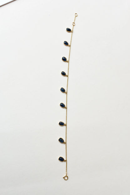 18K gold bracelet with blue sapphire drops in fringe design