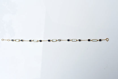 18K gold bracelet with aquamarine and blue sapphire stations