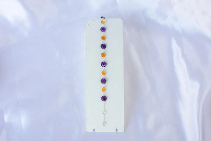 Amethyst and Citrine Faceted Bead Bracelet in 925 Silver — Handmade Gemstone Jewelry