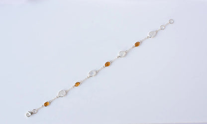925 silver bracelet with bezel-set rainbow moonstone and citrine stones by the yard