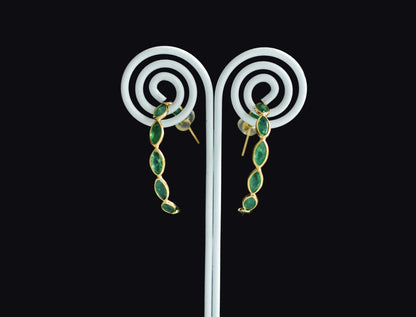 18K gold hoop earrings with marquise-cut emeralds