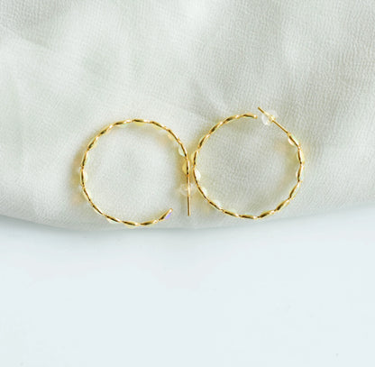 18K gold opal hoop earrings with oval cabochons