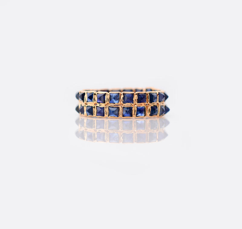 18K Gold Blue Sapphire Channel Eternity Ring