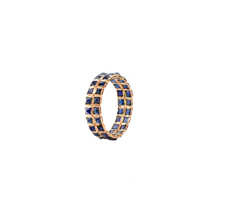 18K Gold Blue Sapphire Channel Eternity Ring