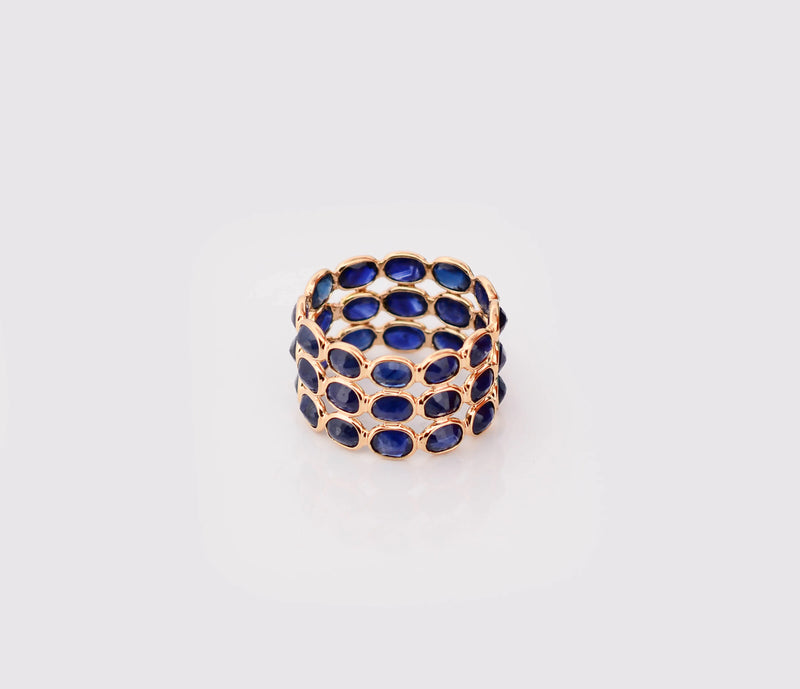 18K Gold Blue Sapphire Cocktail Ring
