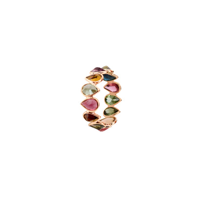 18K gold eternity ring with multicolor pear-cut tourmaline stones