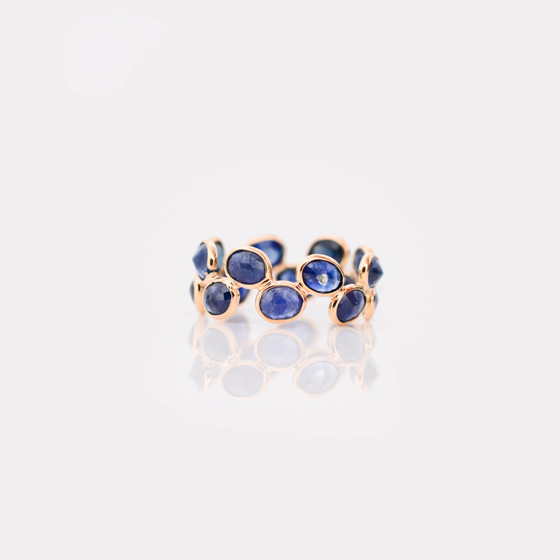 18K Gold Blue Sapphire Oval Eternity Ring
