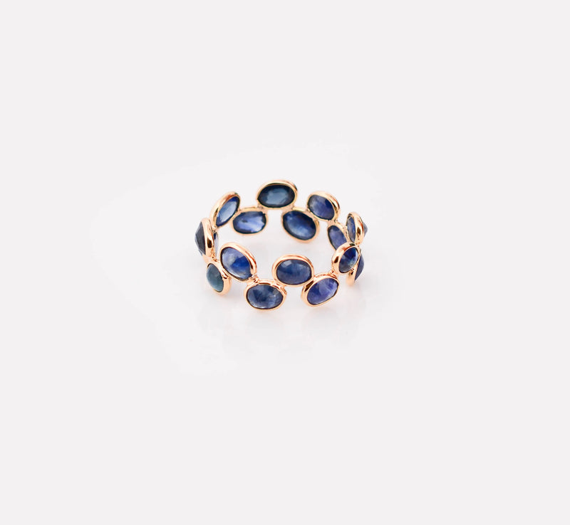 18K Gold Blue Sapphire Oval Eternity Ring