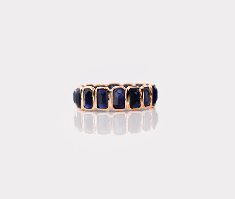 18K Gold Blue Sapphire Eternity Ring