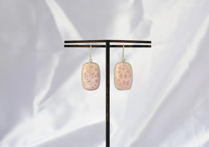 Pink Opal Drop Earrings in 925 Silver – Handmade Everyday Fine Jewelry