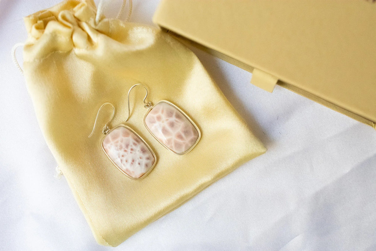 Pink Opal Drop Earrings in 925 Silver – Handmade Everyday Fine Jewelry