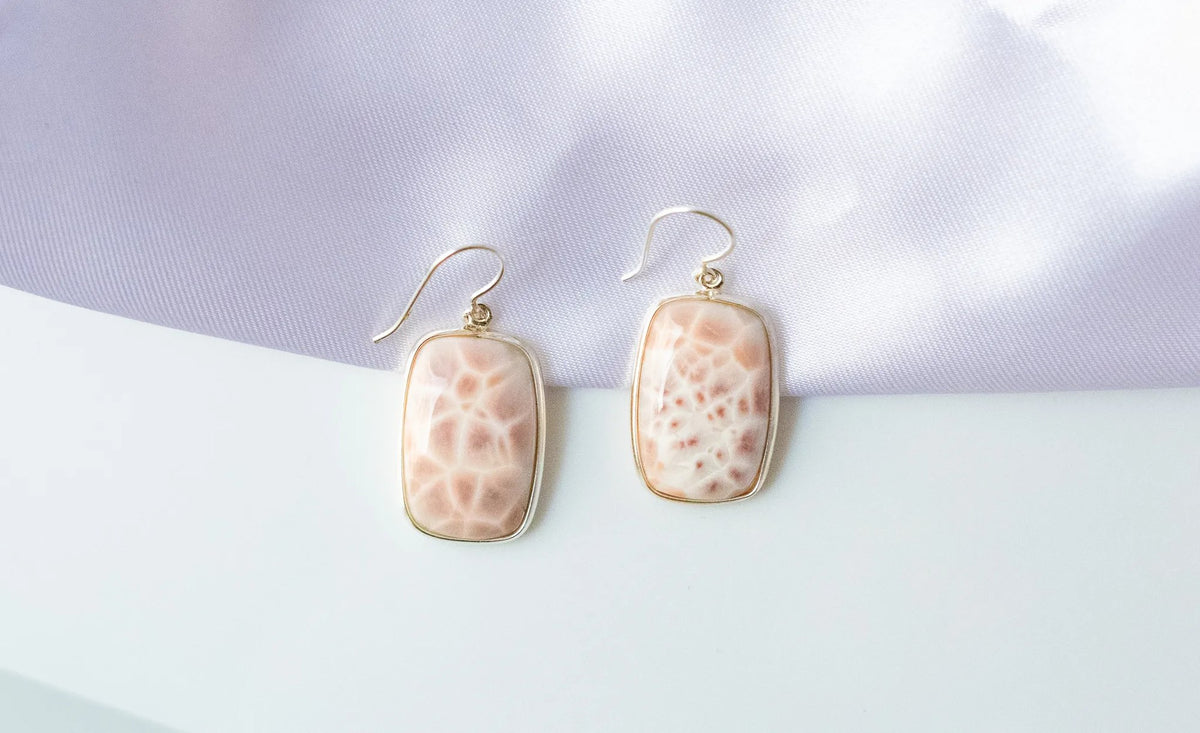 Pink Opal Drop Earrings in 925 Silver – Handmade Everyday Fine Jewelry