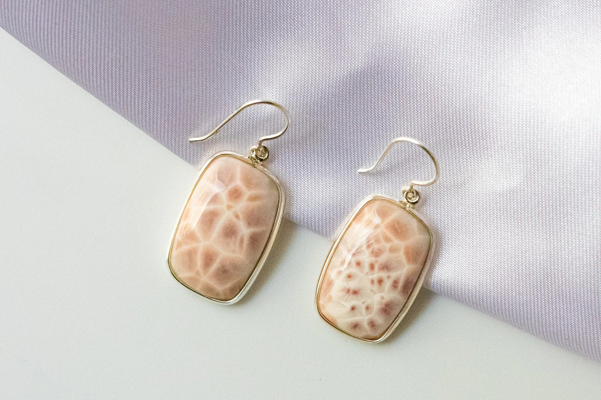 Pink Opal Drop Earrings in 925 Silver – Handmade Everyday Fine Jewelry