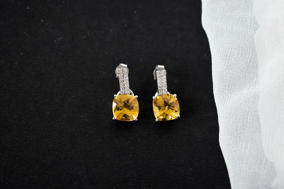 Citrine Bar-Top Drop Earrings in 925 Silver – Designer Everyday Gemstone Jewelry