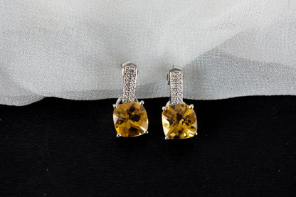 Citrine Bar-Top Drop Earrings in 925 Silver – Designer Everyday Gemstone Jewelry