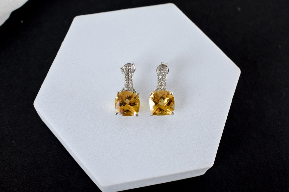 Citrine Bar-Top Drop Earrings in 925 Silver – Designer Everyday Gemstone Jewelry