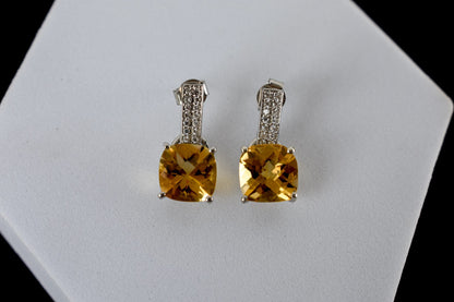 Citrine Bar-Top Drop Earrings in 925 Silver – Designer Everyday Gemstone Jewelry