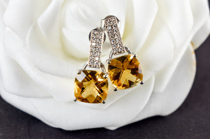 Citrine Bar-Top Drop Earrings in 925 Silver – Designer Everyday Gemstone Jewelry