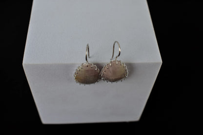 Freeform Sapphire Slice Drop Earrings in 925 Silver – Handmade Rose-Cut Gemstone Jewelry