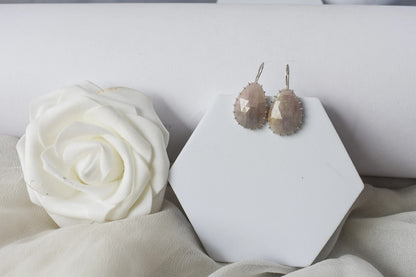 Freeform Sapphire Slice Drop Earrings in 925 Silver – Handmade Rose-Cut Gemstone Jewelry