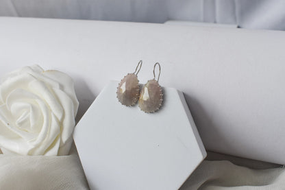 Freeform Sapphire Slice Drop Earrings in 925 Silver – Handmade Rose-Cut Gemstone Jewelry