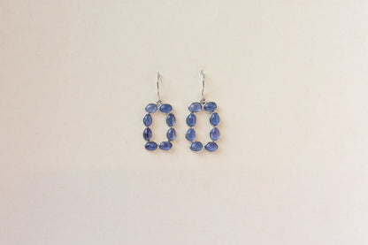 Tanzanite Link Drop Earrings in 925 Silver – Handmade Open Frame Gemstone Jewelry