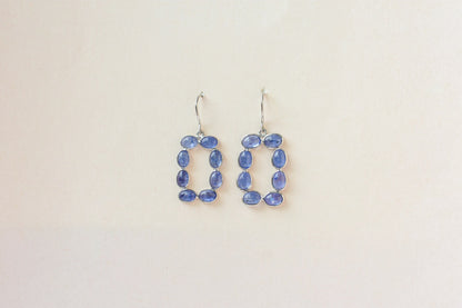 Tanzanite Link Drop Earrings in 925 Silver – Handmade Open Frame Gemstone Jewelry