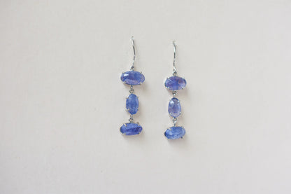 Tanzanite Graduated Drop Earrings in 925 Silver – Handmade Statement Gemstone Jewelry