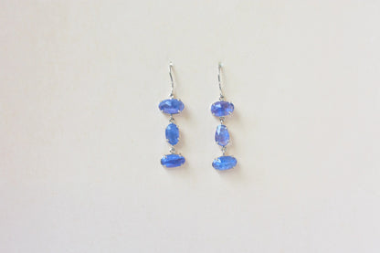 Tanzanite Graduated Drop Earrings in 925 Silver – Handmade Statement Gemstone Jewelry