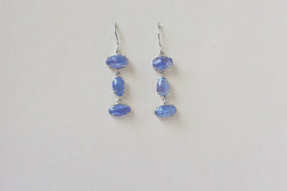 Tanzanite Graduated Drop Earrings in 925 Silver – Handmade Statement Gemstone Jewelry