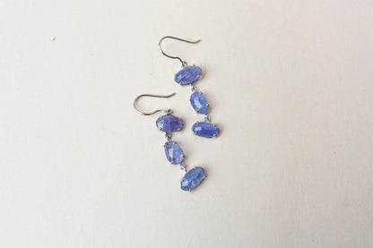 Tanzanite Graduated Drop Earrings in 925 Silver – Handmade Statement Gemstone Jewelry